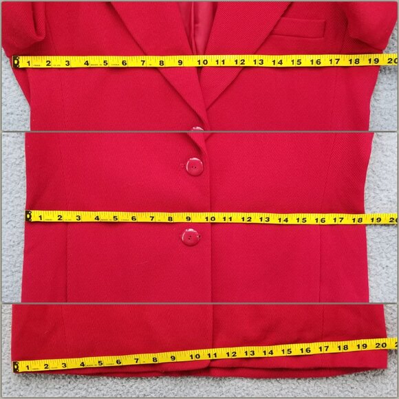 Vtg Linda Allard Ellen Tracy Blazer Jacket Womens Solid Red Wool Corduroy Sz 12P - Picture 6 of 12